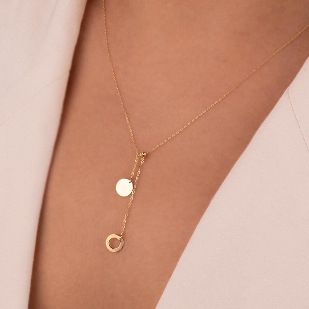 Halka Detaylı 14 Ayar Altın Kolye