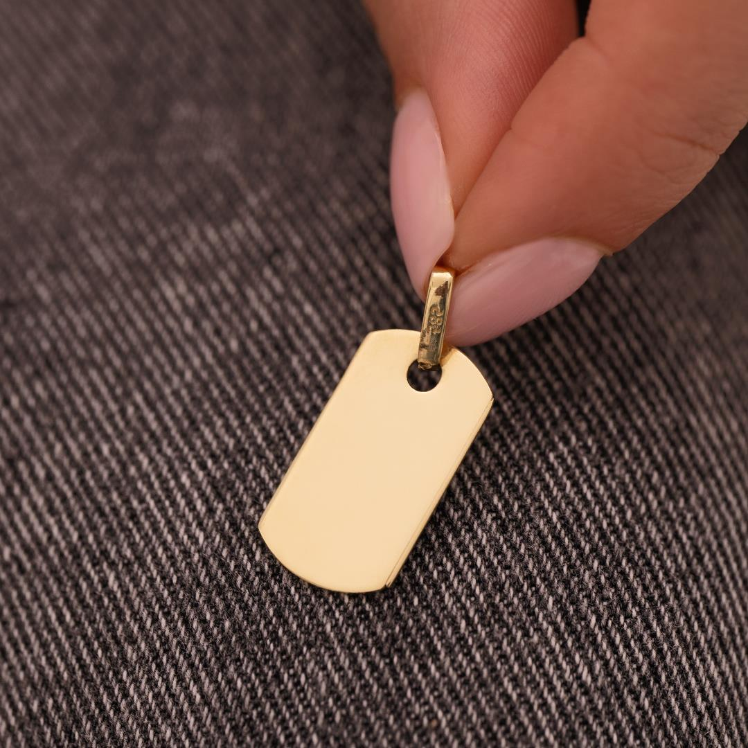 İsim Yazılabilir Asker Plaka 14 Ayar Kolye Ucu