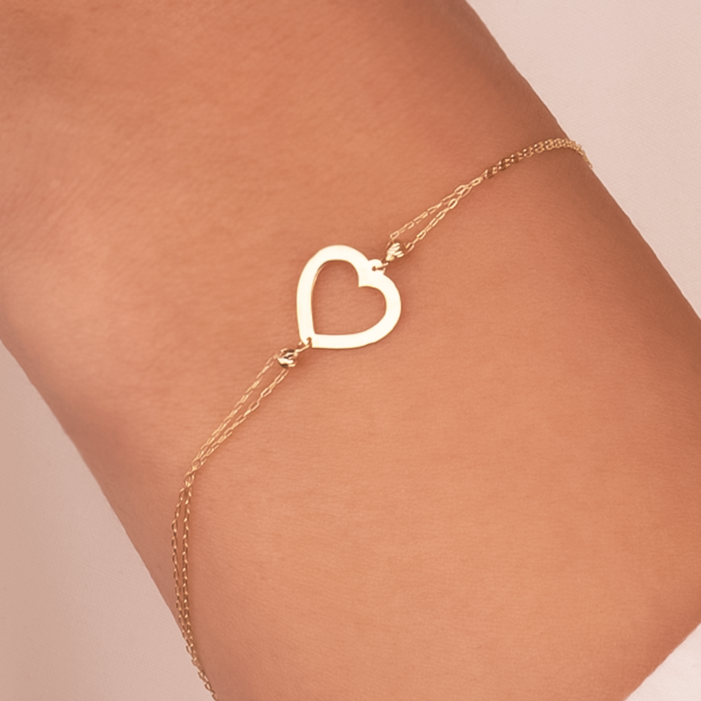 Kalp 14 Ayar Altın Minimal Bileklik