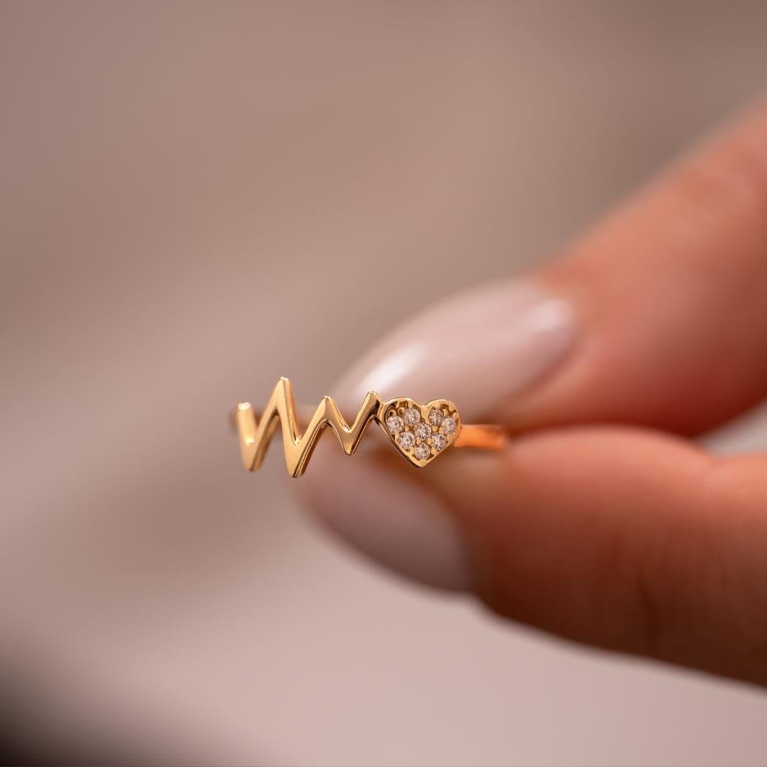 Kalp Ritim 14 Ayar Altın Yüzük