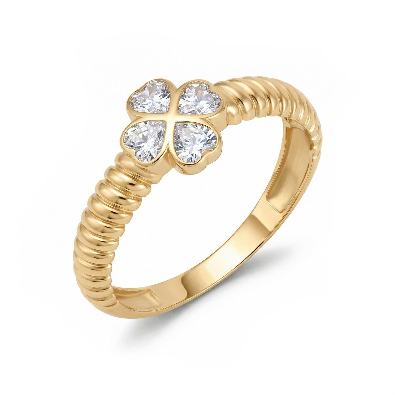 Kalp Taşlı 14 Ayar Altın Yüzük