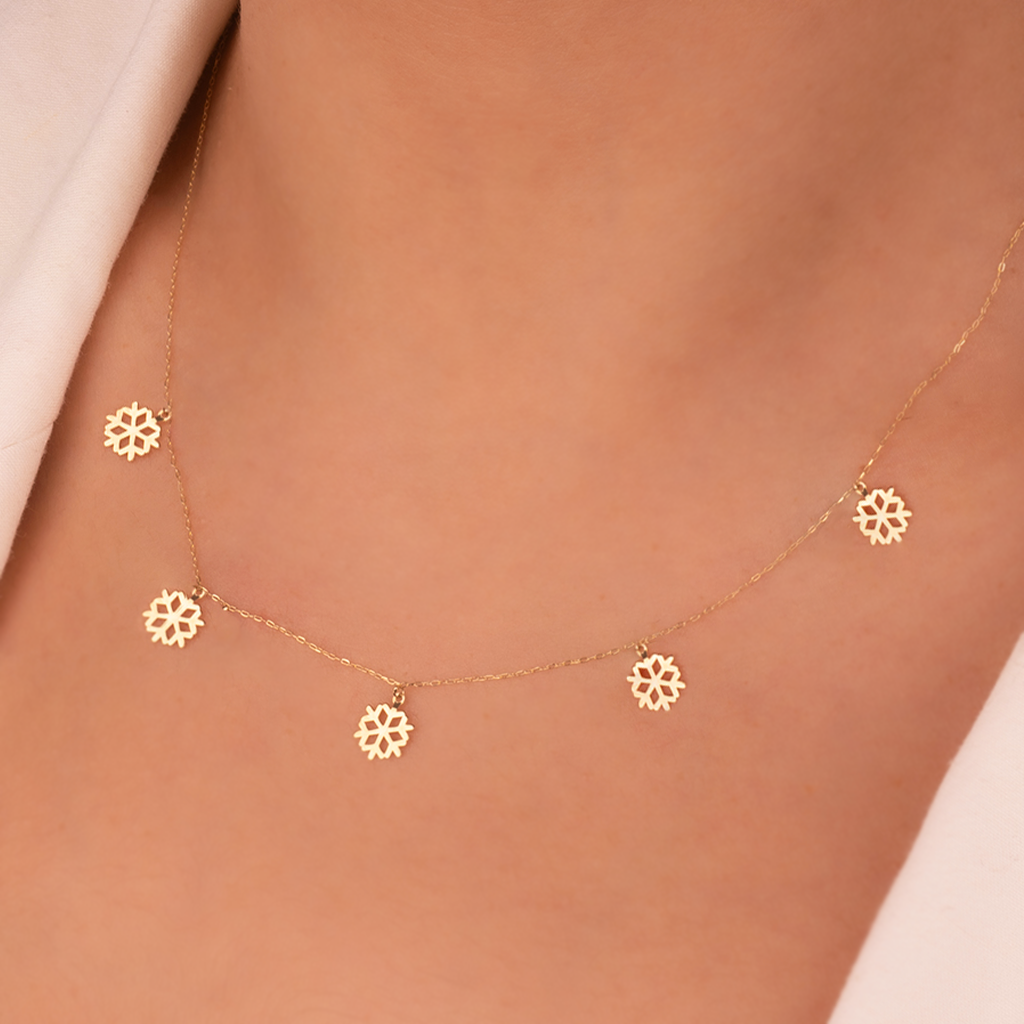Kar Tanesi 14 Ayar Altın Minimal Kolye