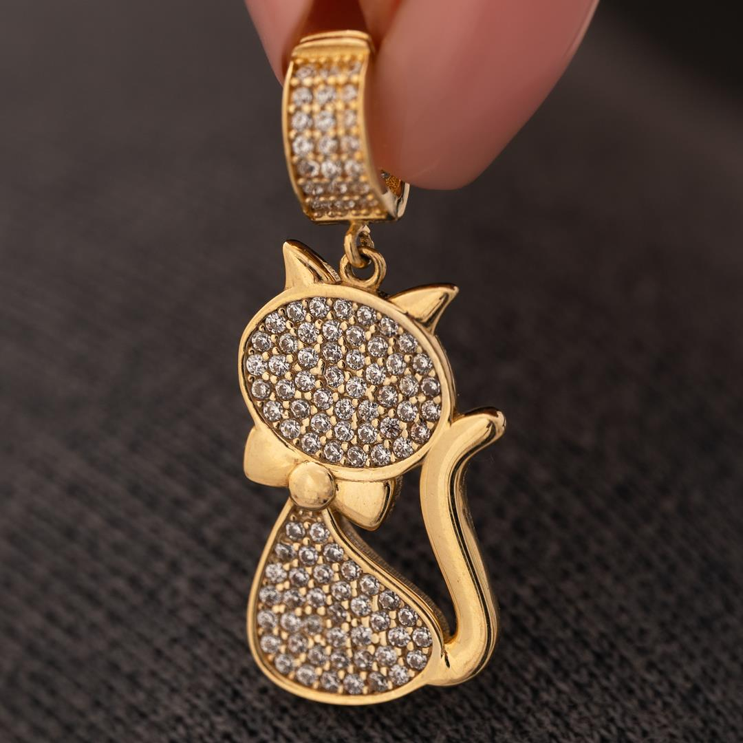 Kedi Kolye Ucu 14 Ayar Altın