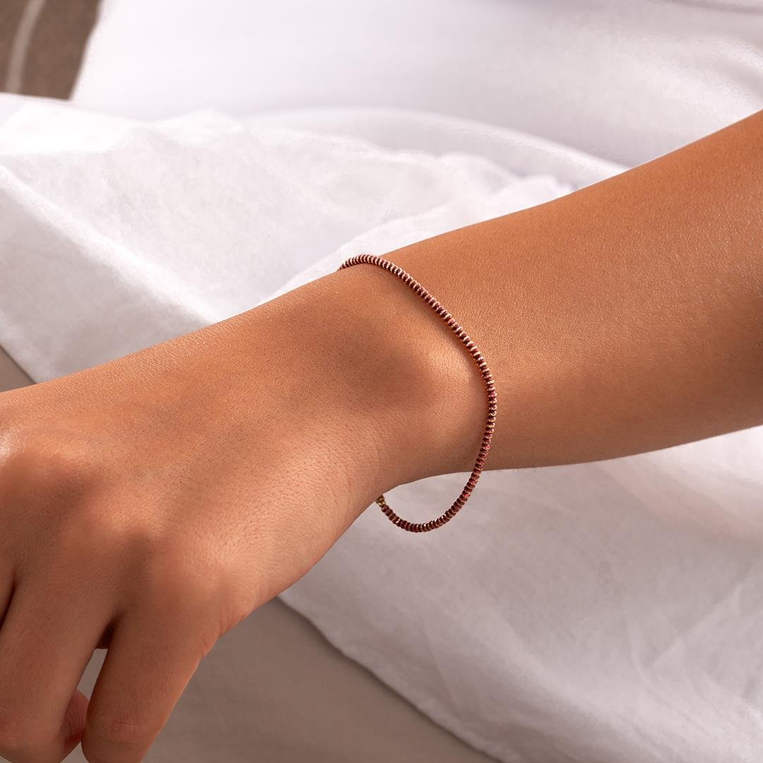 Kırmızı Mineli 14 Ayar Altın Bileklik