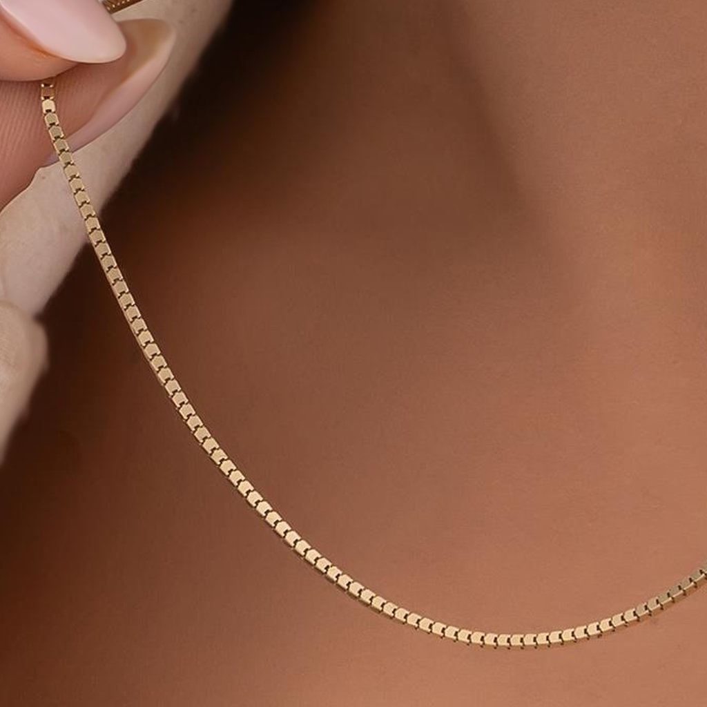 Küp Model Zincir 14 Ayar 2 Mm Altın