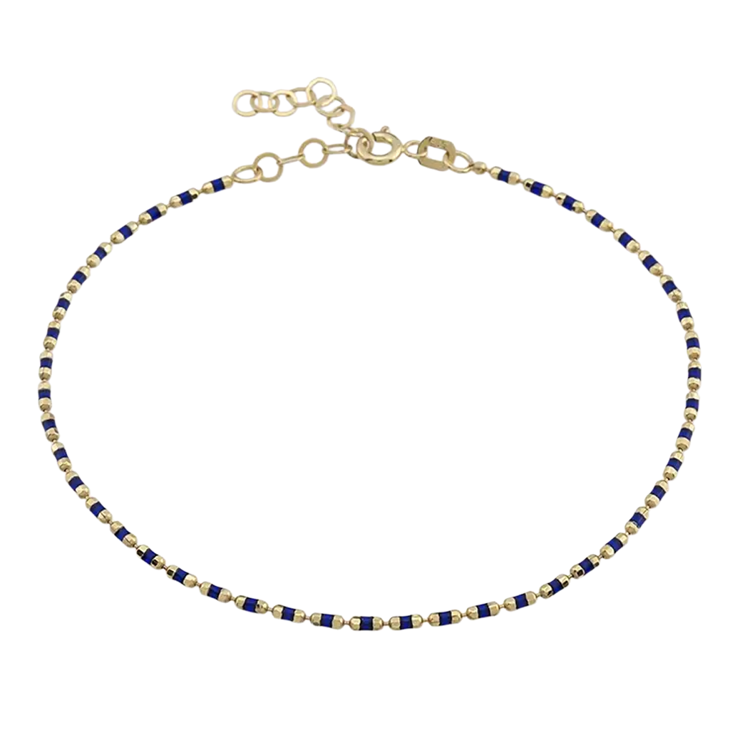 Lacivert Mineli 14 Ayar Altın Bileklik