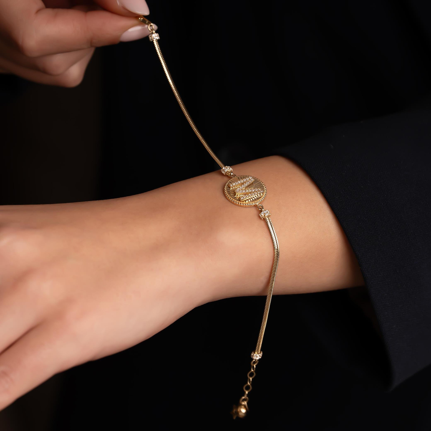 M Harfli 14 Ayar Altın Bileklik