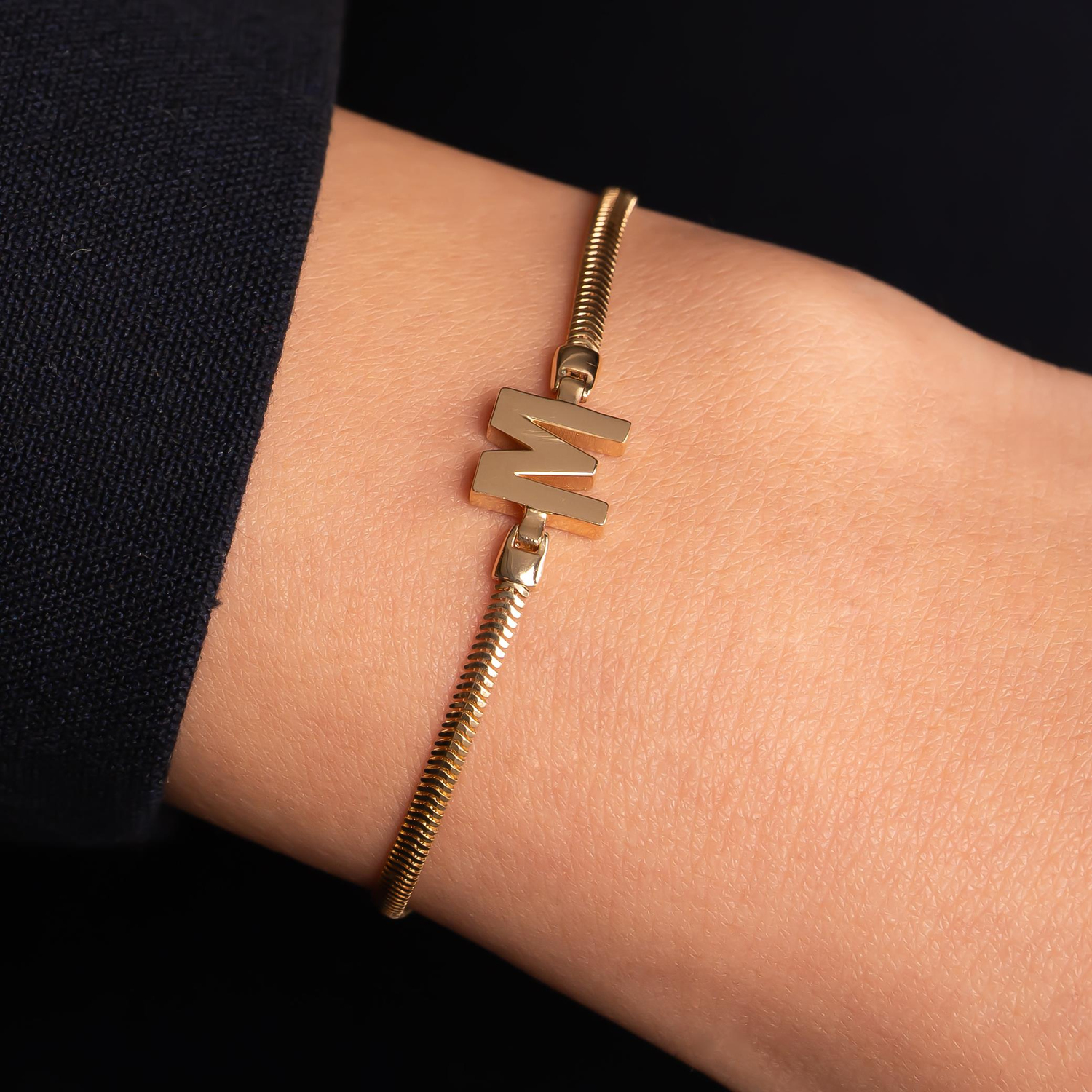 M Harfli 14 Ayar Altın Bileklik