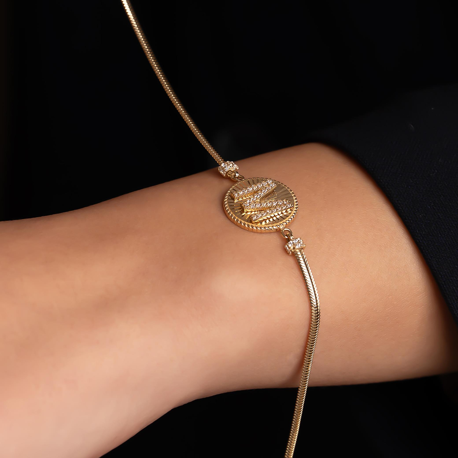 M Harfli 14 Ayar Altın Bileklik