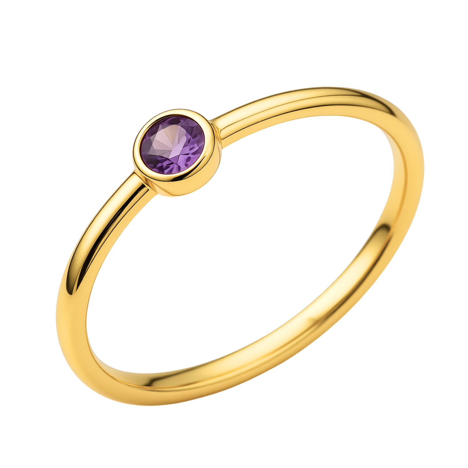 Mor Taşlı 14 Ayar Altın Yüzük 