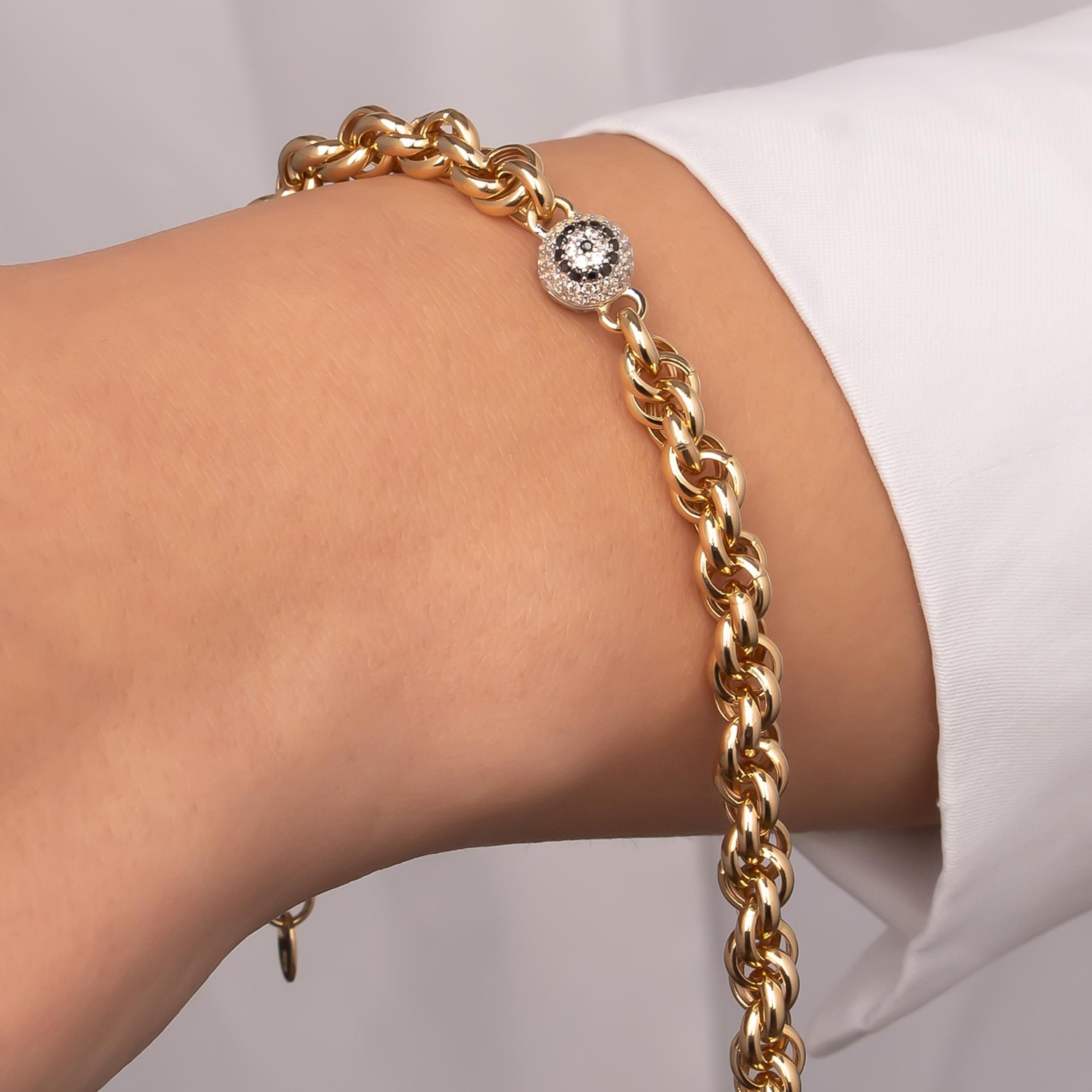 Nazar Boncuğu Figürlü Taşlı 14 Ayar Altın Bileklik