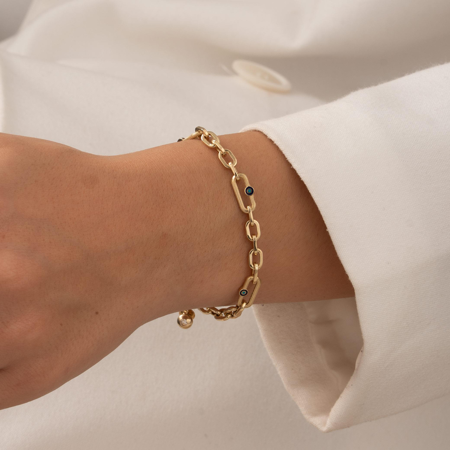 Nazar Boncuklu 14 Ayar Altın Bileklik