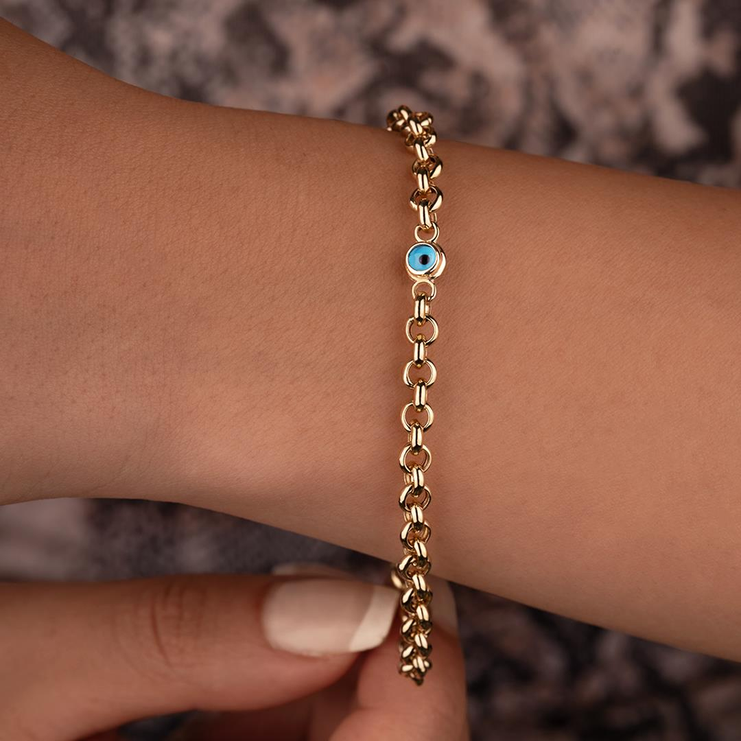 Nazar Boncuklu 14 Ayar Altın Bileklik