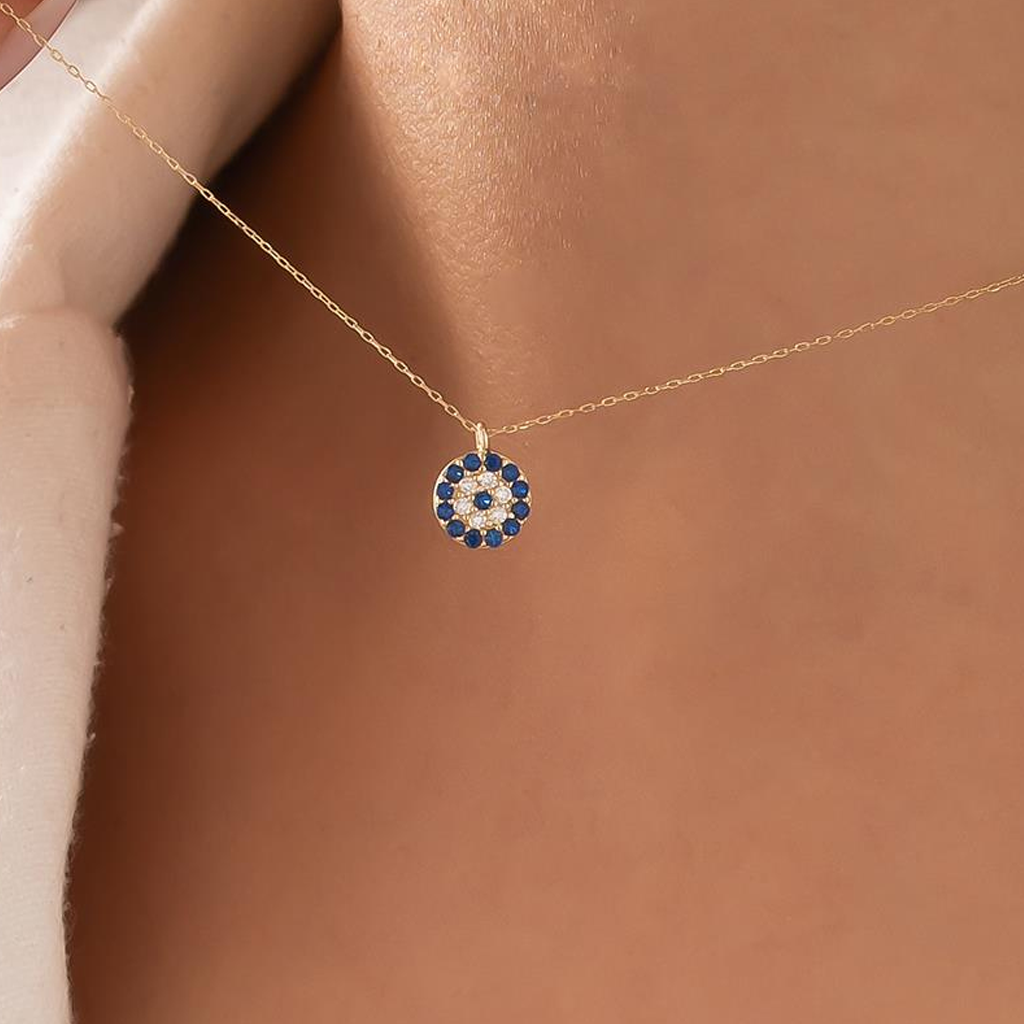 Nazar Boncuklu 14 Ayar Altın Kolye