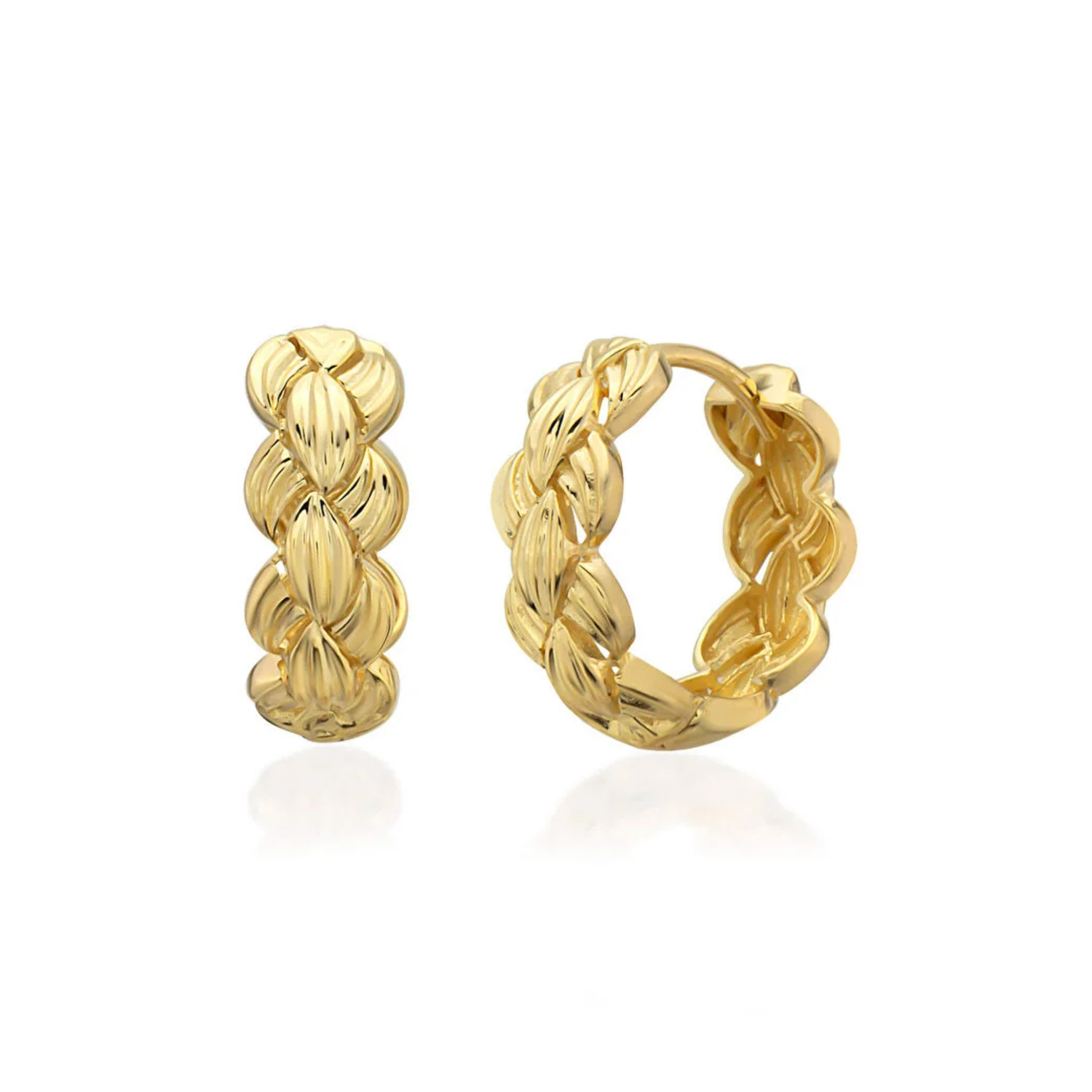 Örgü Model Halka Küpe 14 Ayar Altın 