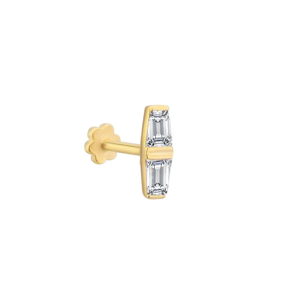 Piercing Baget Taşlı 14 Ayar Altın