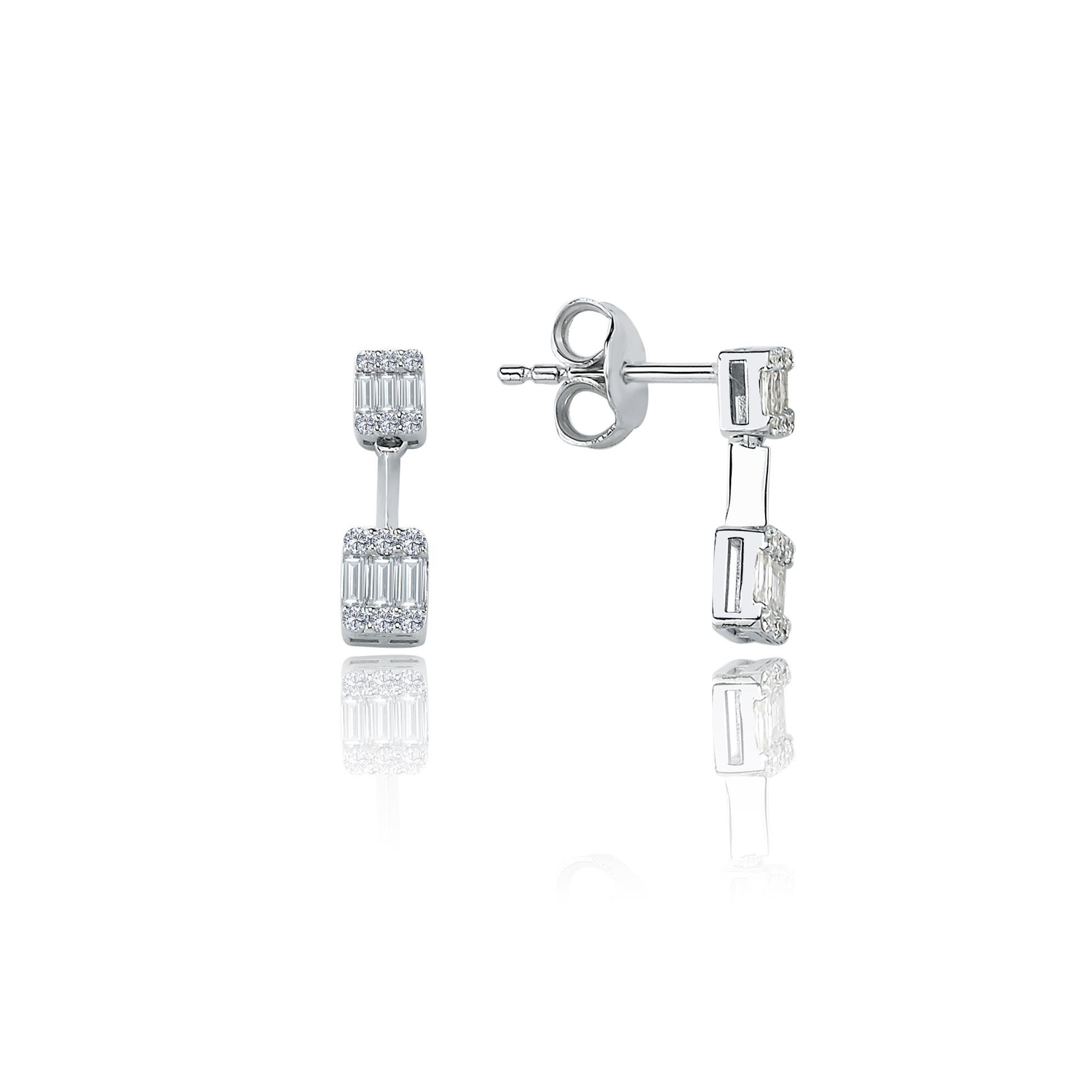 PIRLANTA BAGET TAŞLI KÜPE 0.50 CT