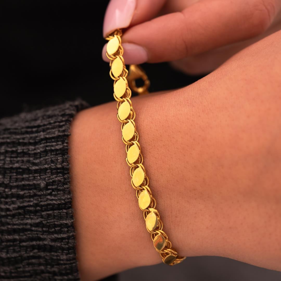 Pullu Bileklik 5 mm 14 Ayar Altın