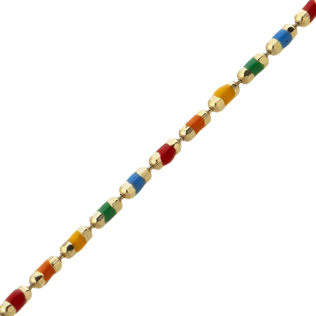 Renkli Mineli 14 Ayar Altın Bileklik