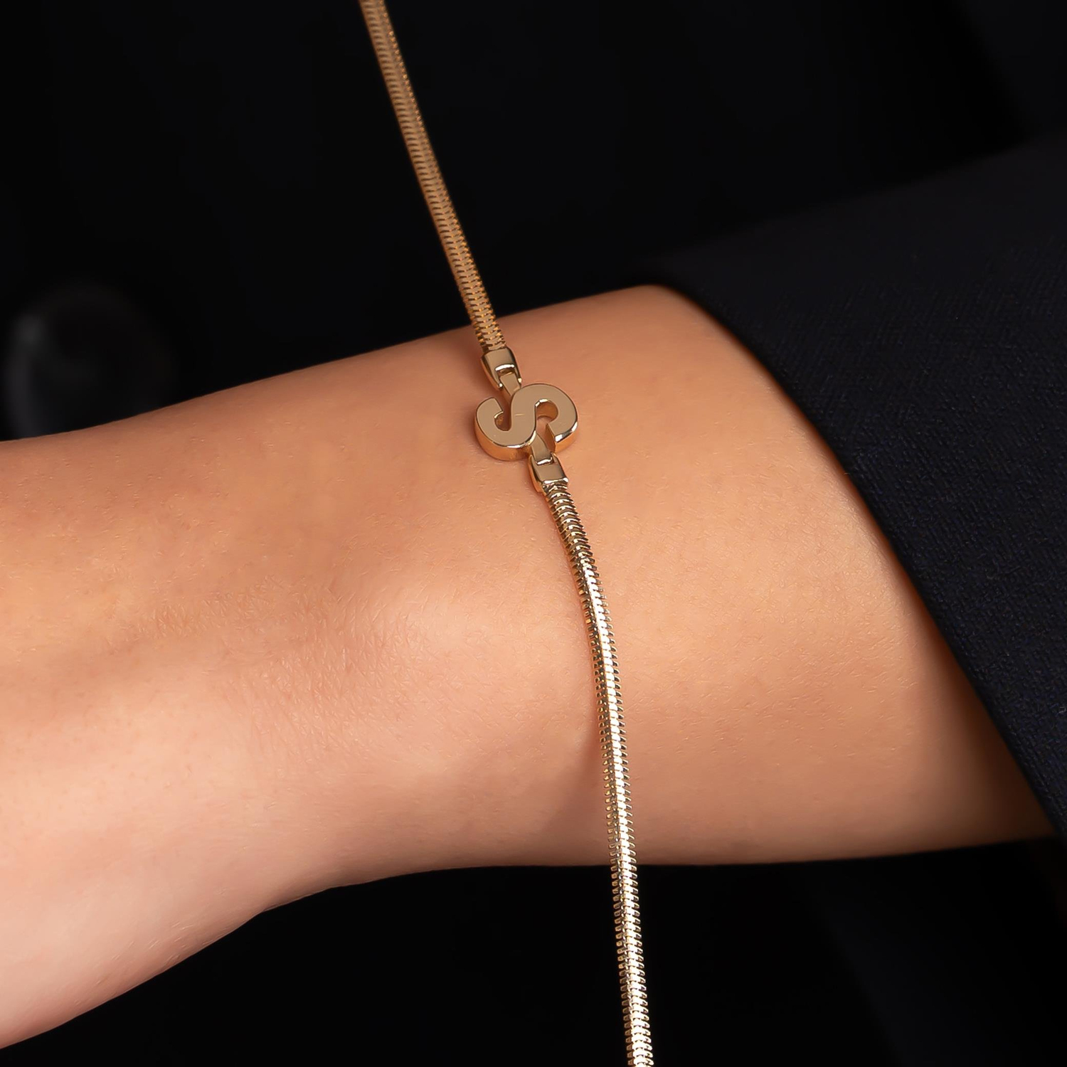 S Harfli 14 Ayar Altın Bileklik