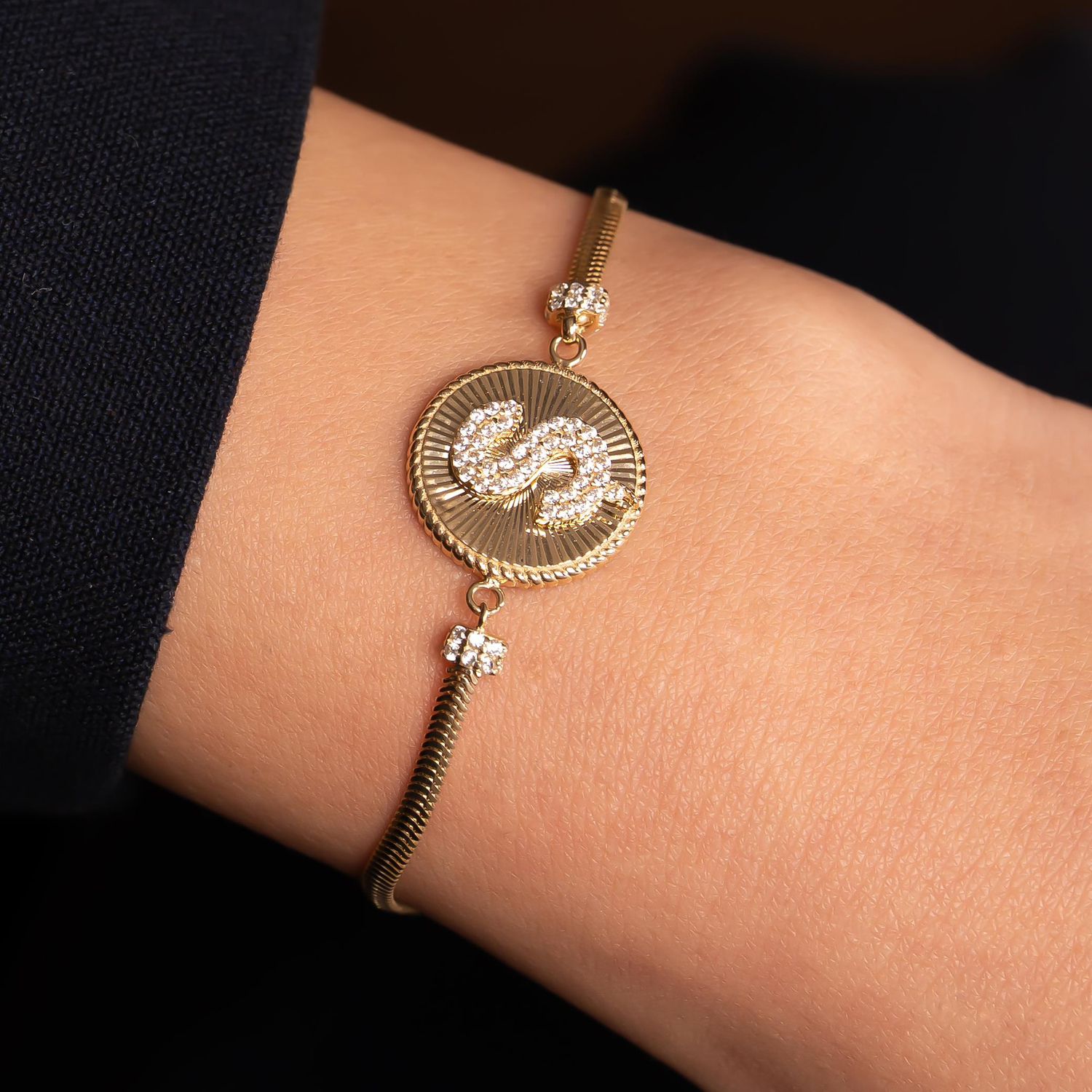 S Harfli 14 Ayar Altın Bileklik