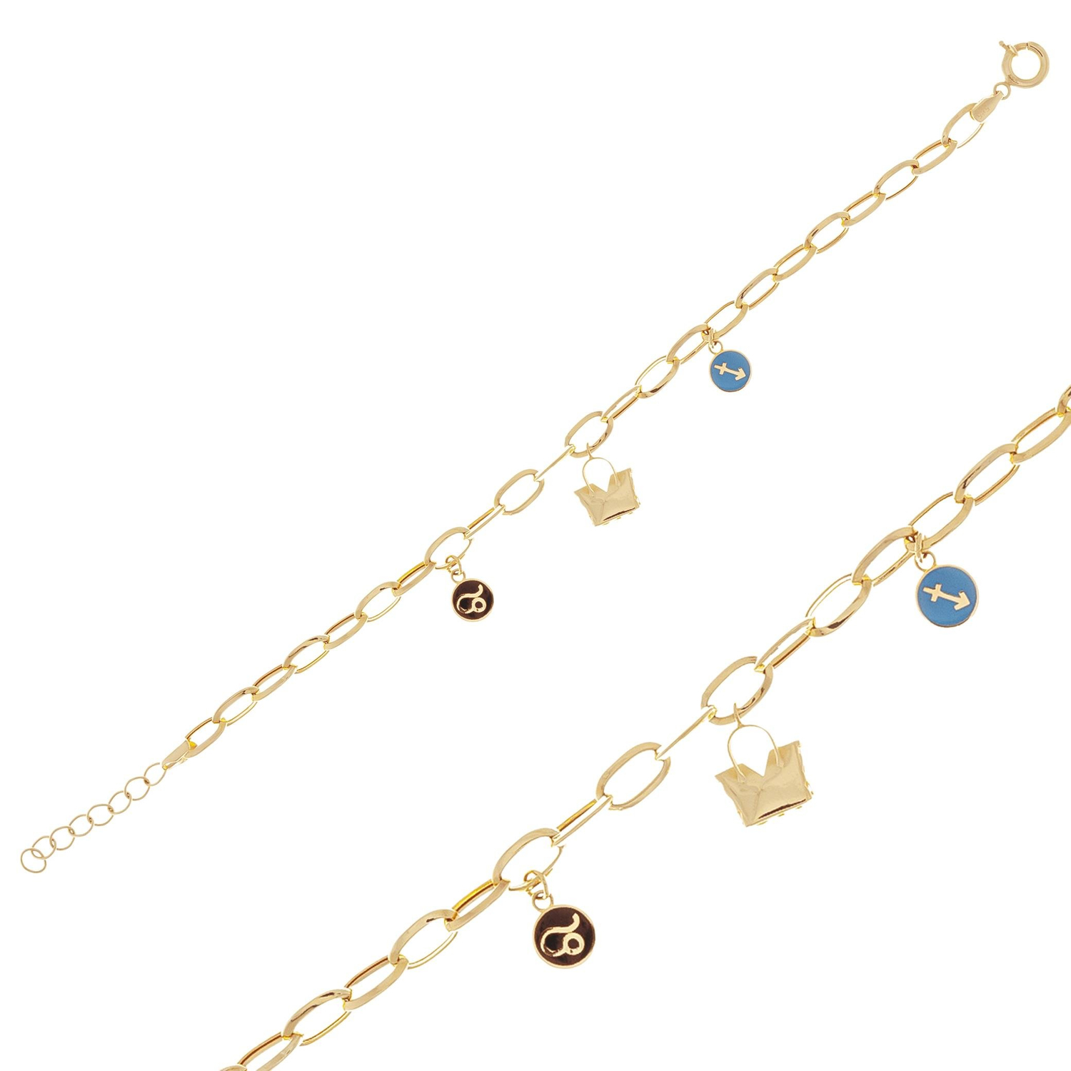 Sallantılı Charm Bileklik 14 Ayar Altın