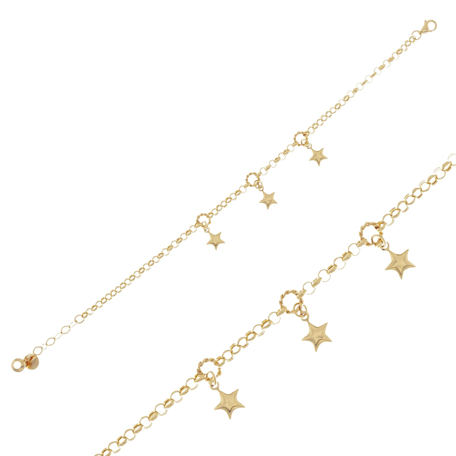 Sallantılı Yıldız Bileklik 14 Ayar Altın