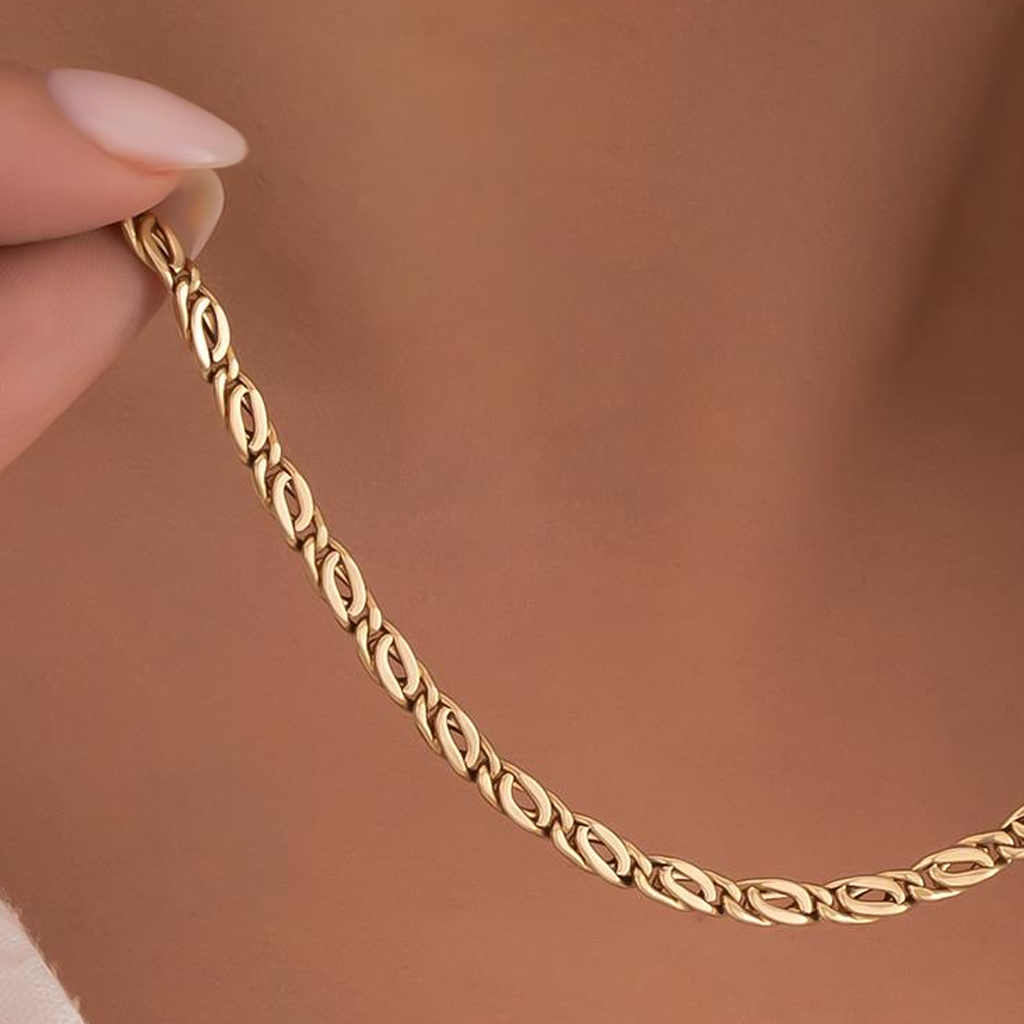 Sarmal 4 mm 14 Ayar Altın Zincir 