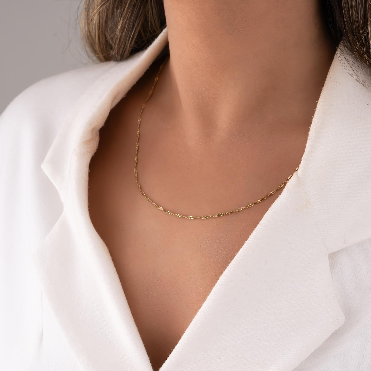 Singapur Zincir 14 Ayar Altın 1,5 Mm