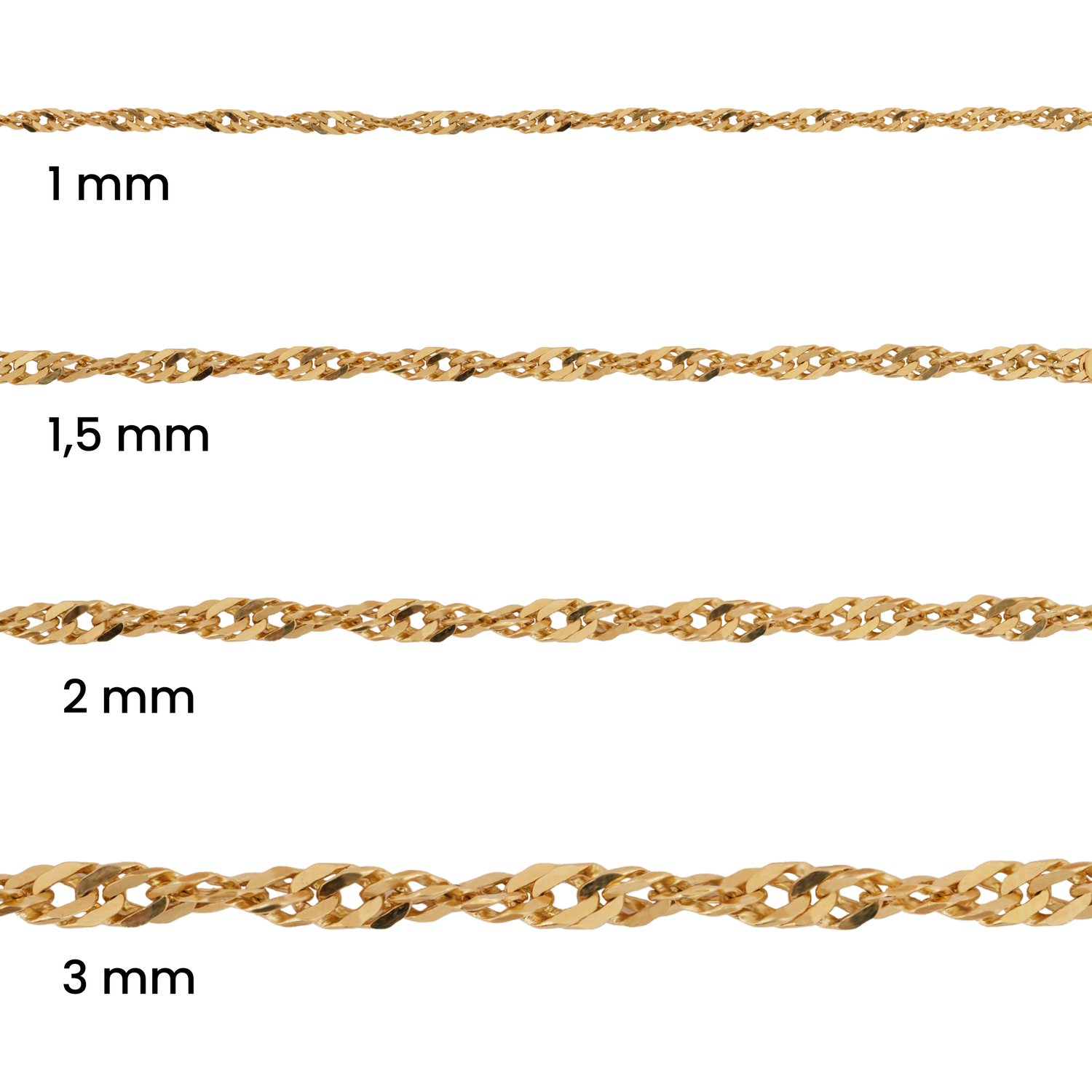 Singapur Zincir 14 Ayar Altın 2mm