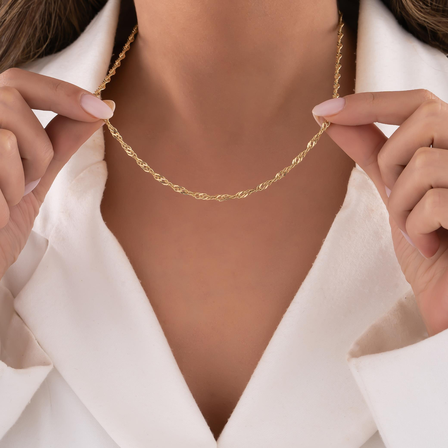 Singapur Zincir 14 Ayar Altın 3 Mm