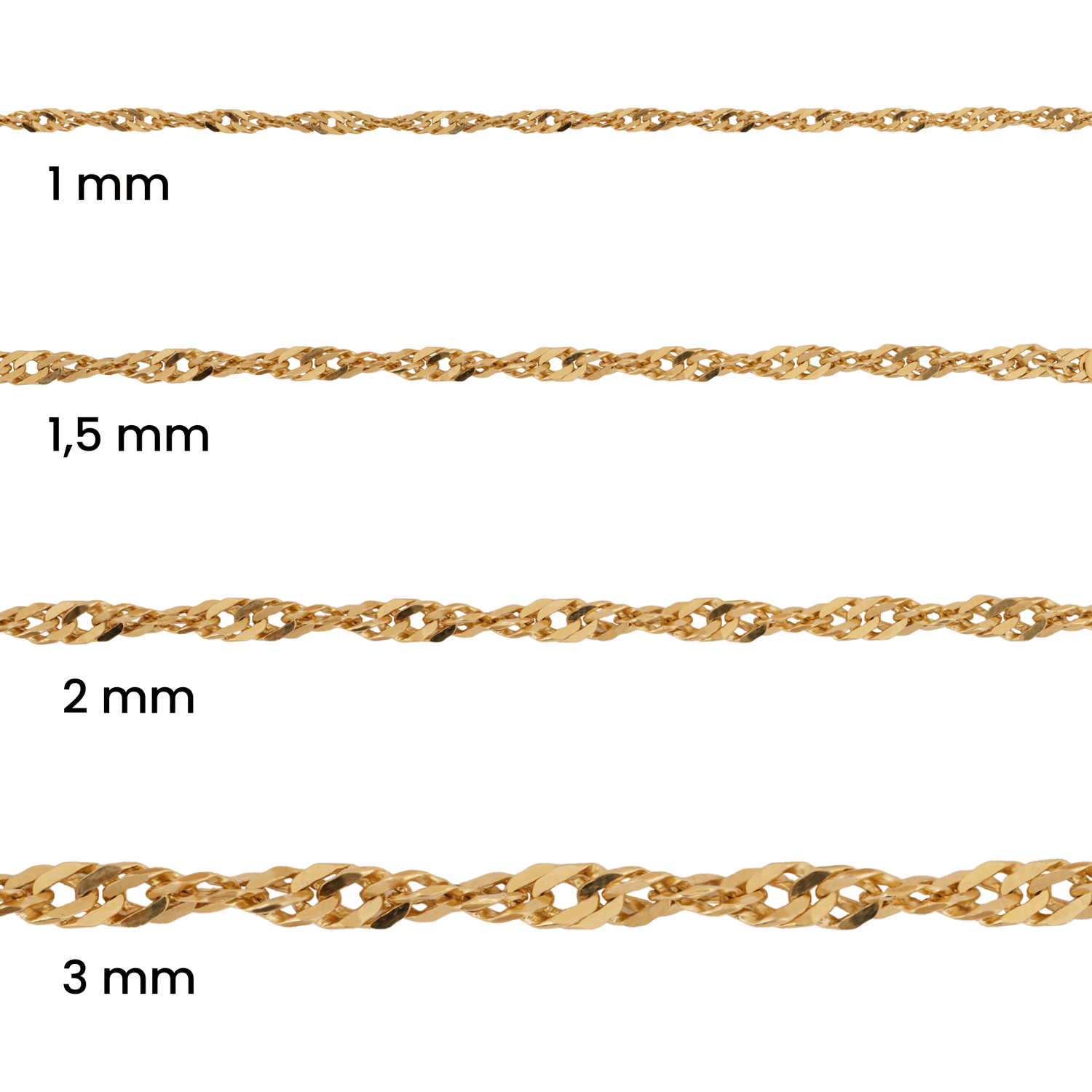 Singapur Zincir 14 Ayar Altın 3mm
