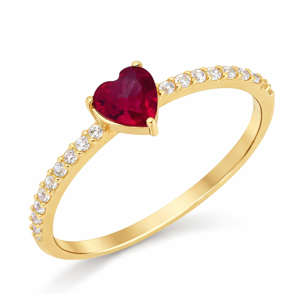 Sıra Taşlı Kalp 14 Ayar Altın Yüzük