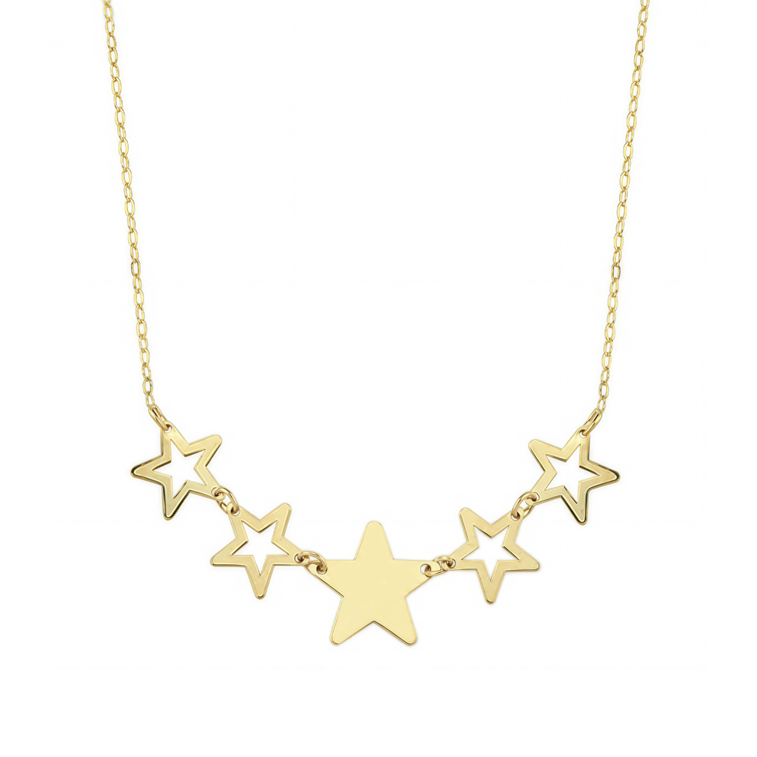 Sıralı Yıldız 14 Ayar Altın Kolye