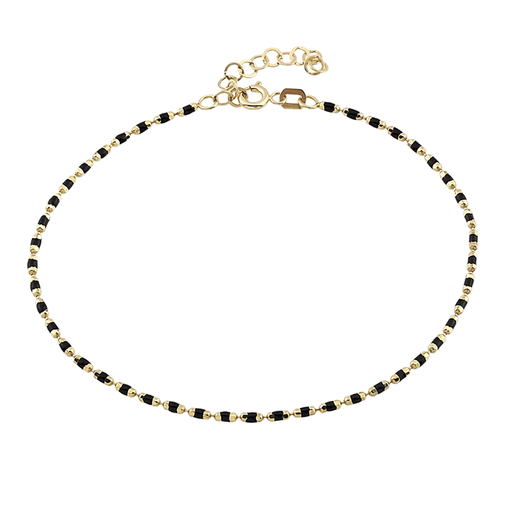 Siyah Mineli 14 Ayar Altın Bileklik