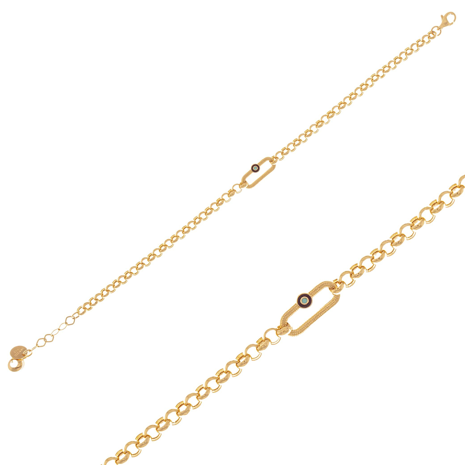 Siyah Mineli Tasarım 14 Ayar Altın Bileklik