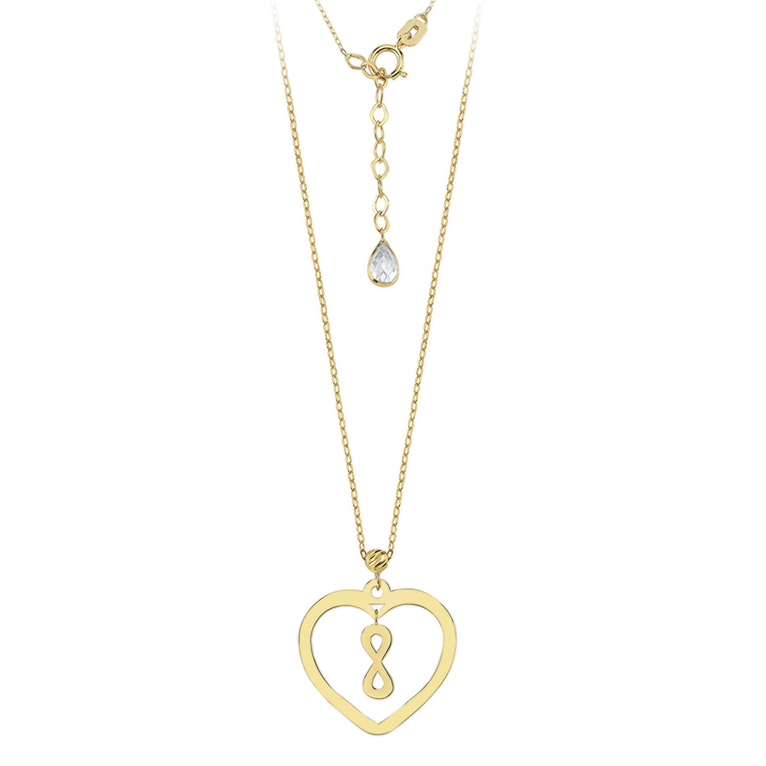 Sonsuzluk Detaylı Kalp 14 Ayar Altın Kolye