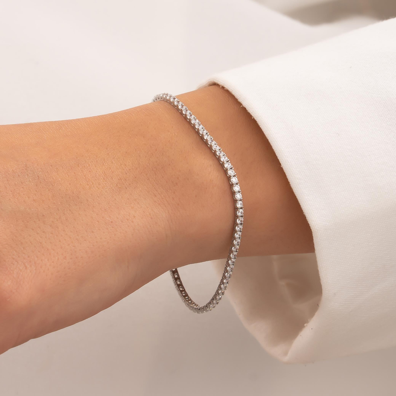 Su Yolu 14 Ayar Beyaz Altın Bileklik