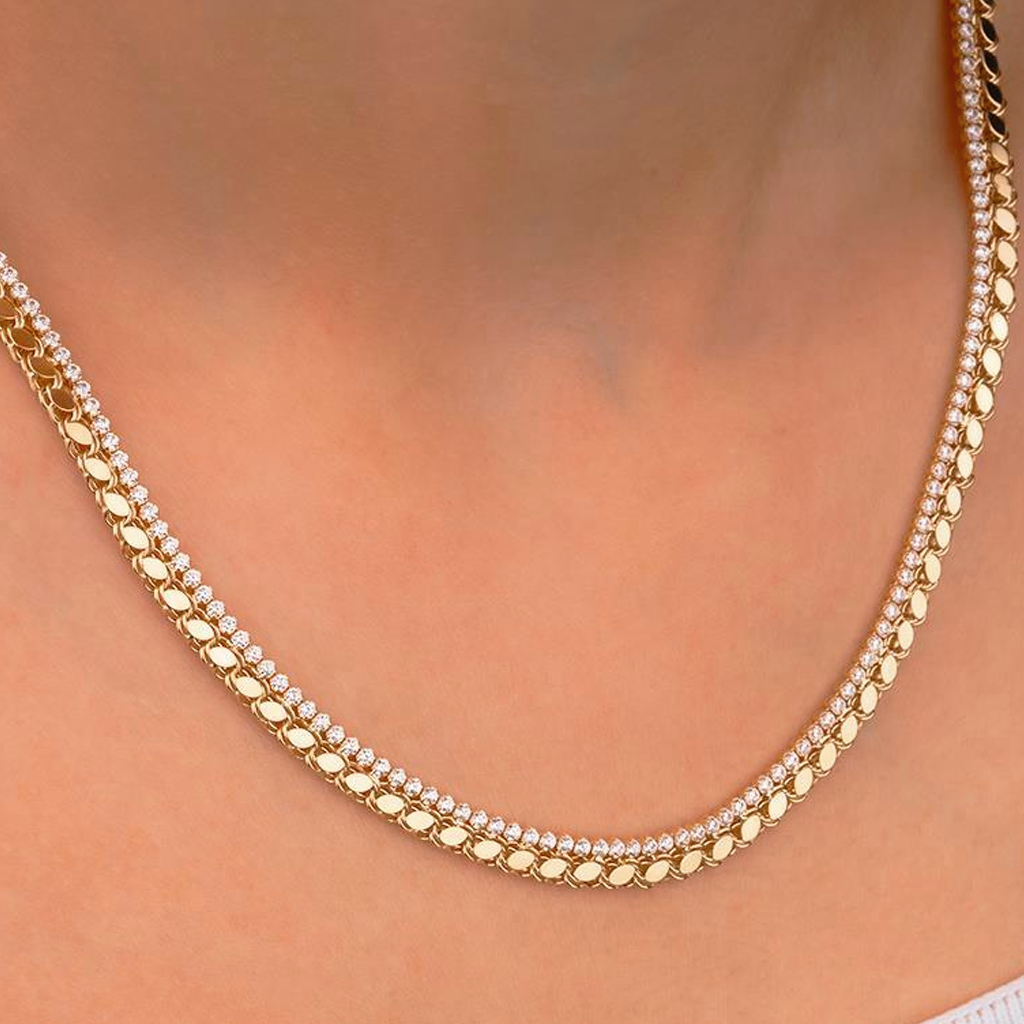 Suyolu Pullu Zincir 14 Ayar Altın Kolye