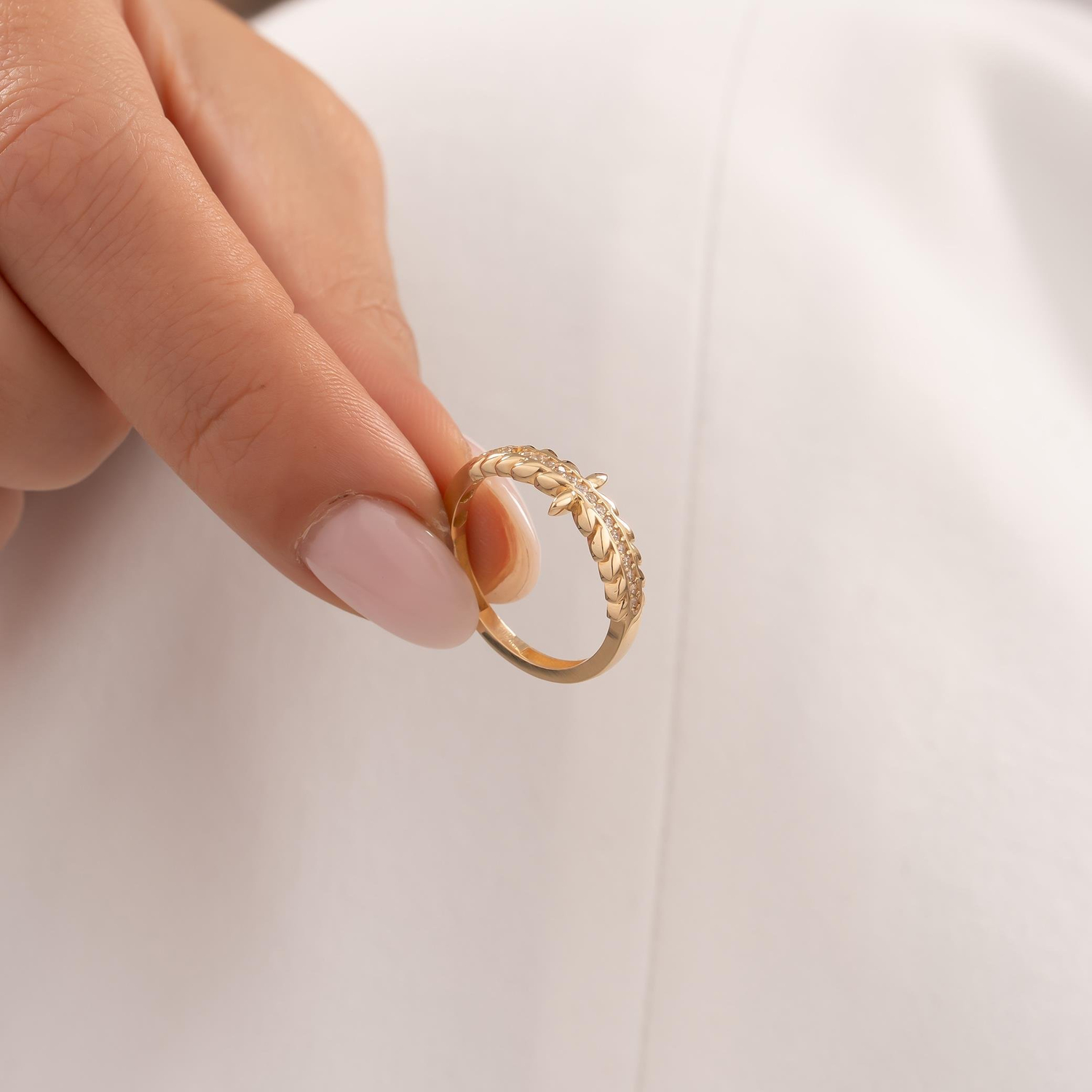 Taşlı Başak Model 14 Ayar Altın Yüzük