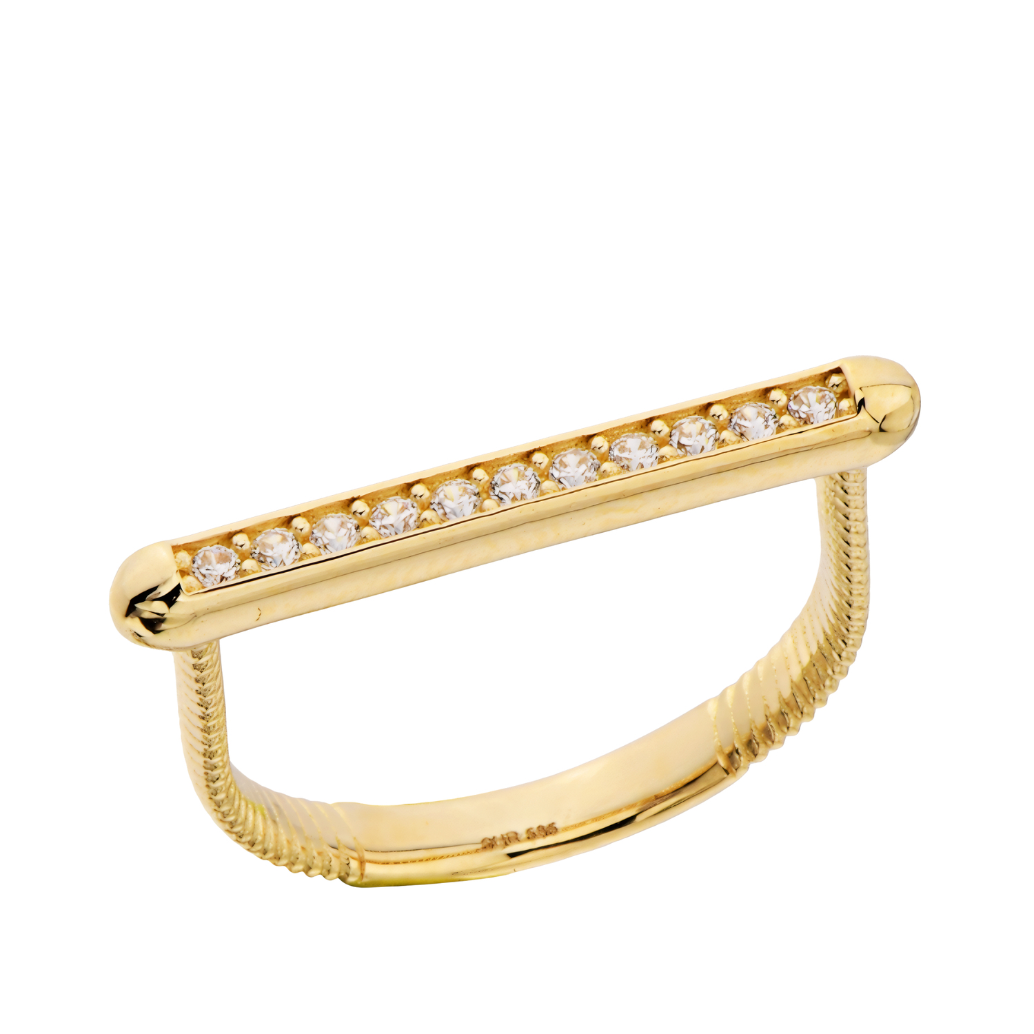 Taşlı Çizgi 14 Ayar Altın Yüzük 