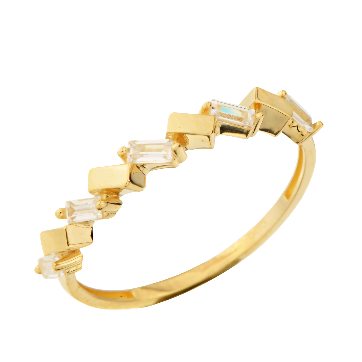 Taşlı Dikdörtgen Model 14 Ayar Altın Yüzük 