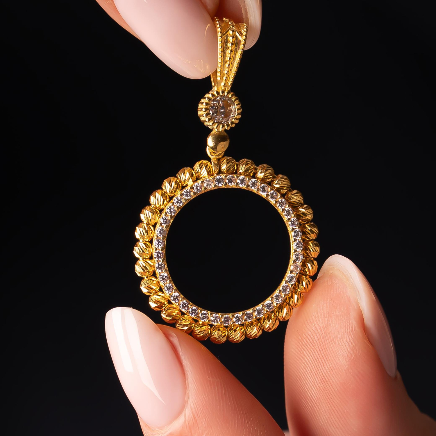 Taşlı Dorikalı Çeyrek Altın Çerçevesi 14 Ayar Altın