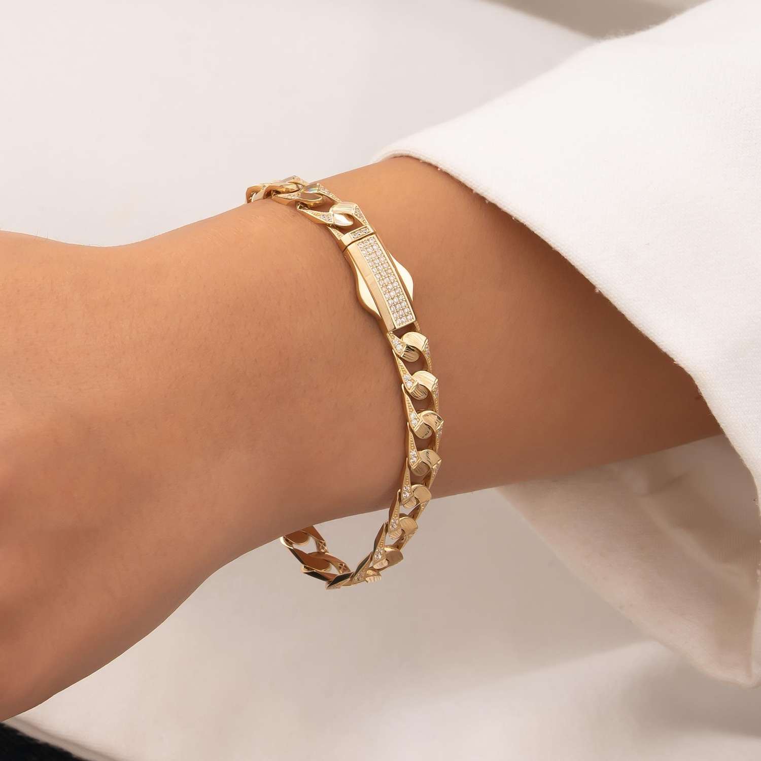 Taşlı Gurmet 14 Ayar Altın Bileklik