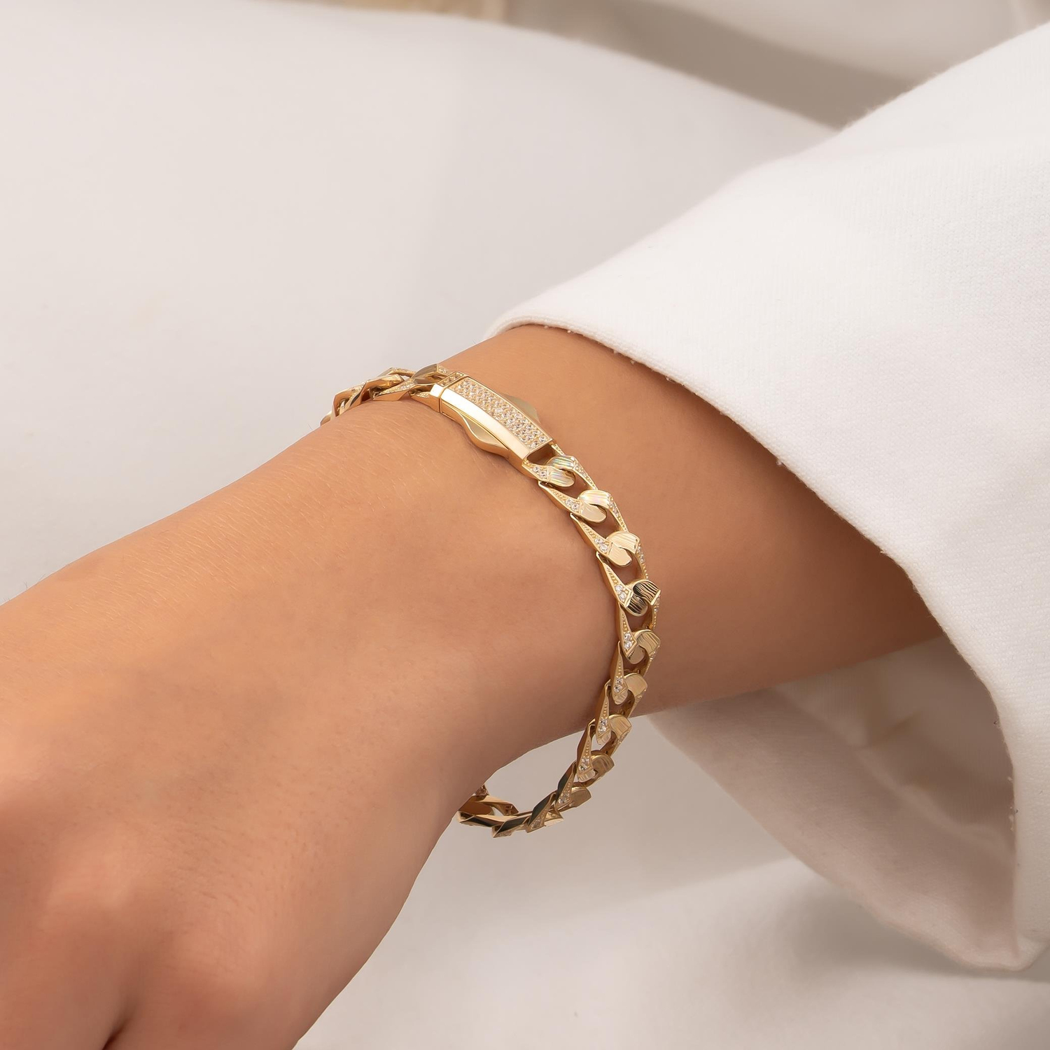 Taşlı Gurmet 14 Ayar Altın Bileklik