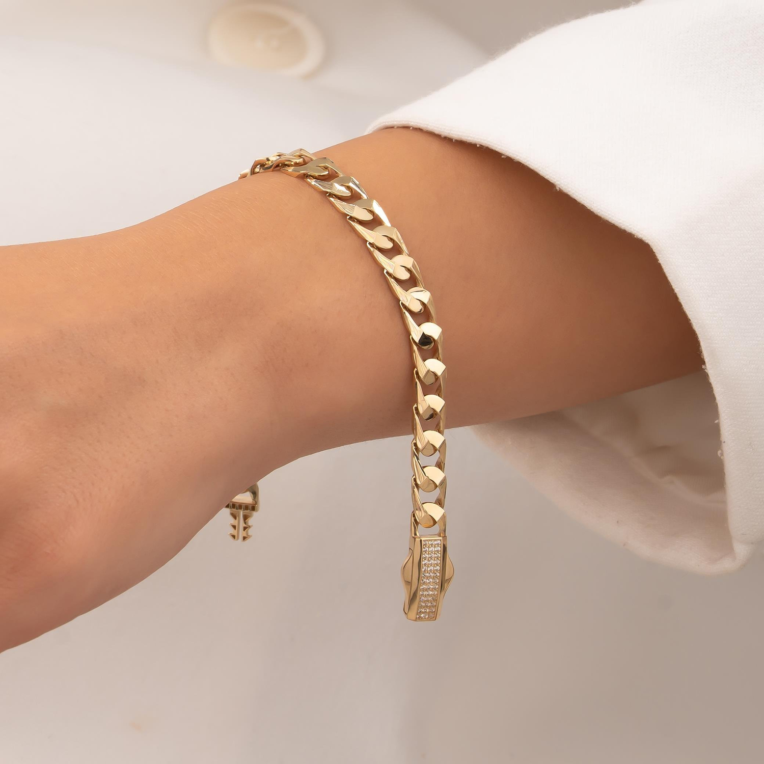 Taşlı Kalemli 14 Ayar Altın Bileklik