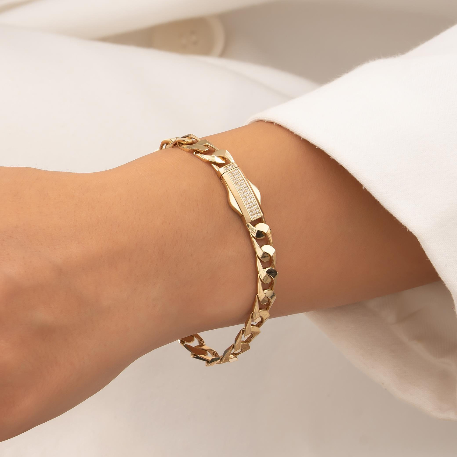 Taşlı Kalemli 14 Ayar Altın Bileklik