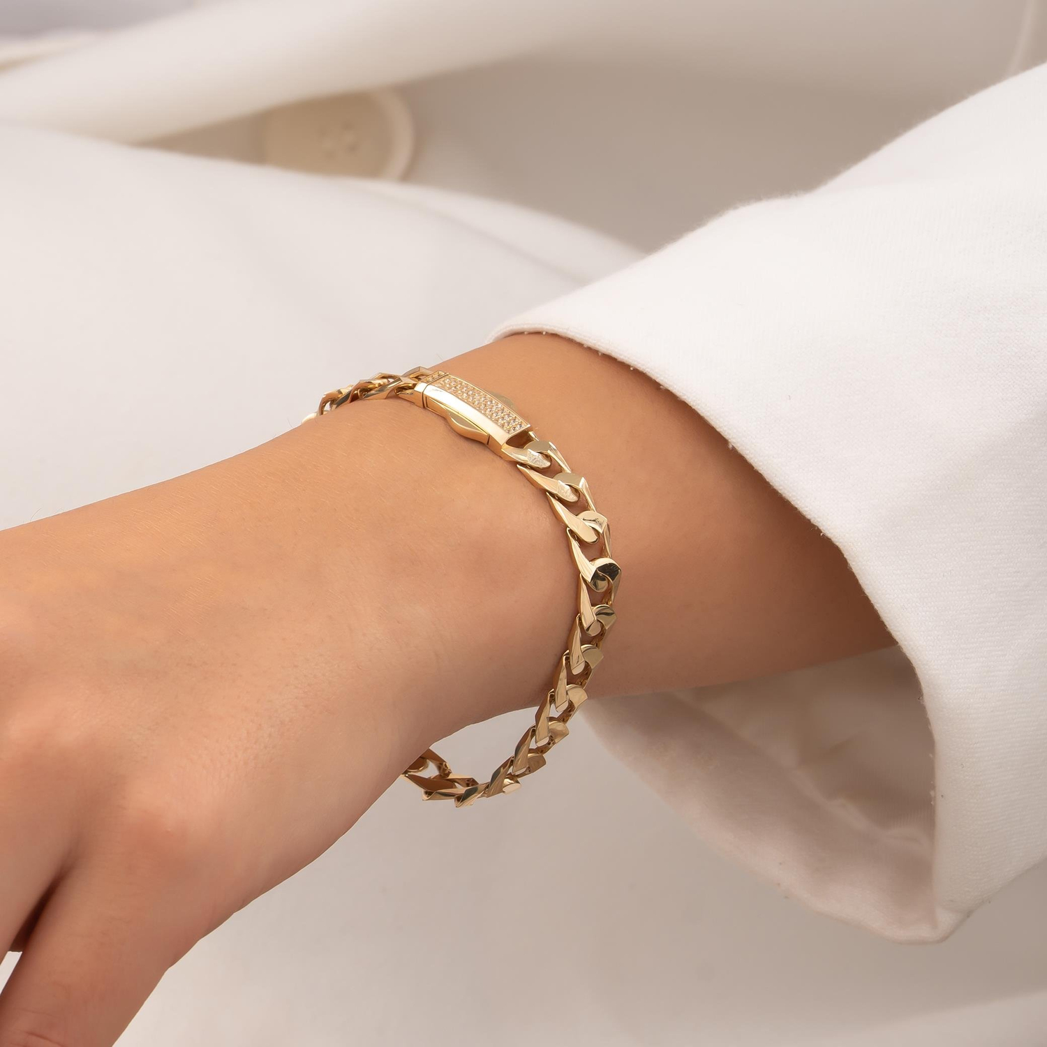 Taşlı Kalemli 14 Ayar Altın Bileklik