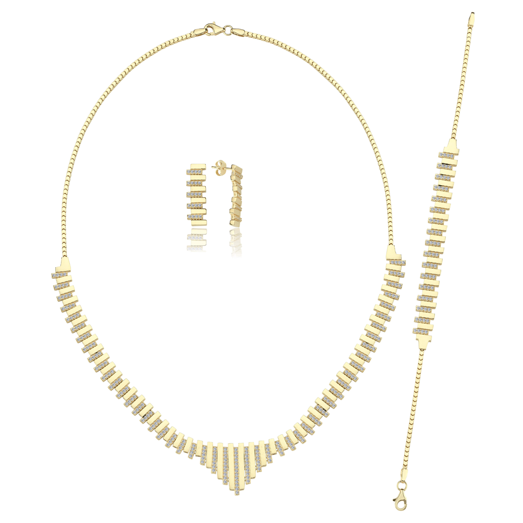 Taşlı Tasarım 14 Ayar Düğün Seti