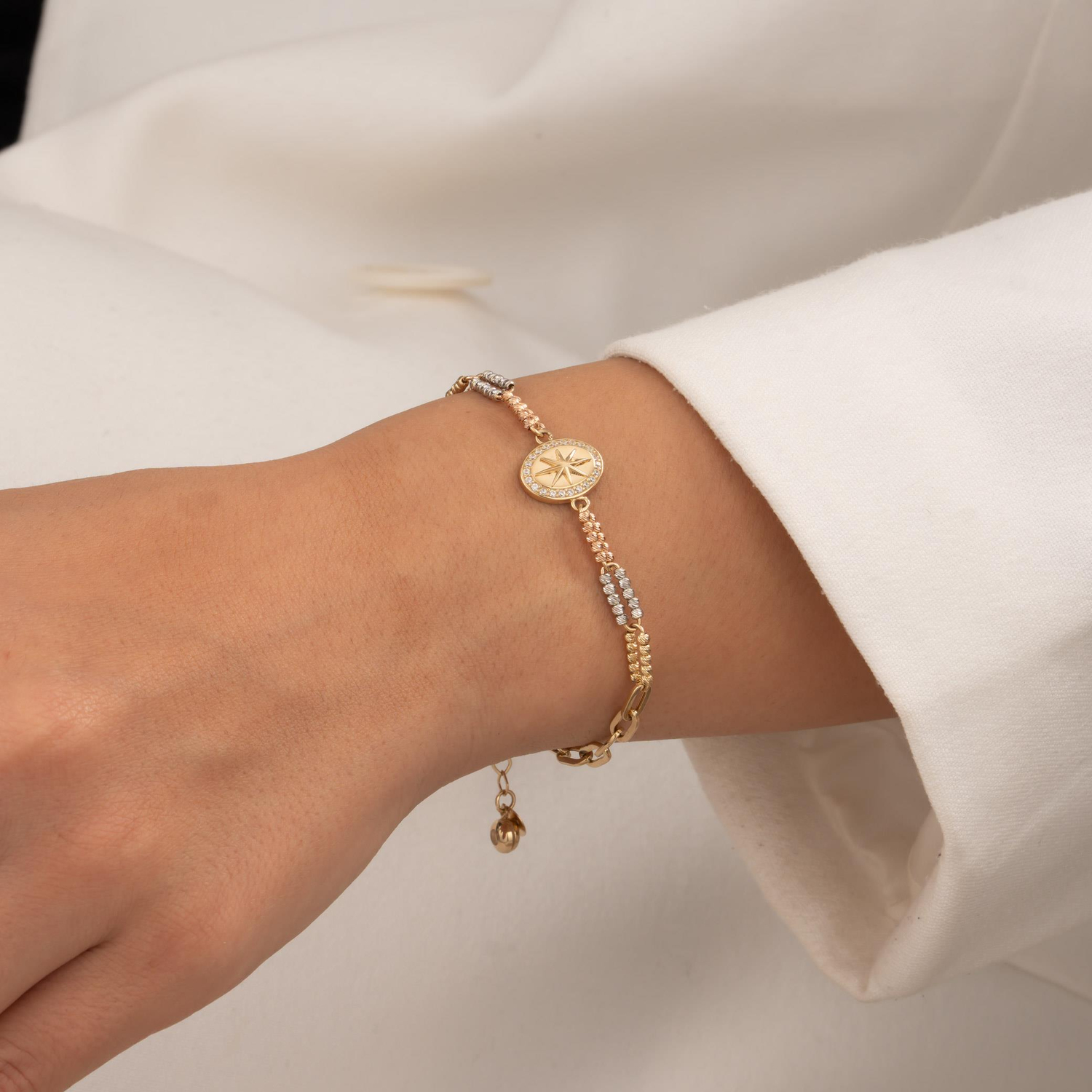 Taşlı Yıldız 14 Ayar Altın Bileklik